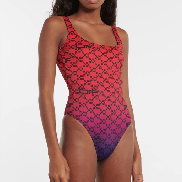 NWOT OFF-WHITE
RED SWIMSUIT WITH ARROW LOGO PRINT - Picture 2 of 7